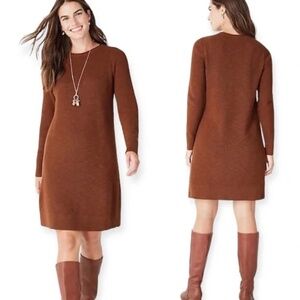 Women's J.Jill Rust Ribbed Knit Long Sleeve Sweater Dress Tunic 2X Plus Size